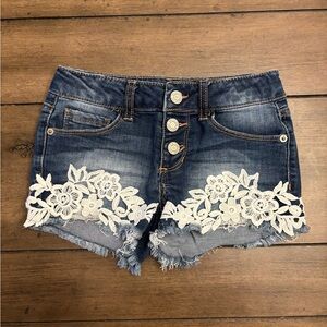 Vanilla star Denim Lace Trim Girls Shorts